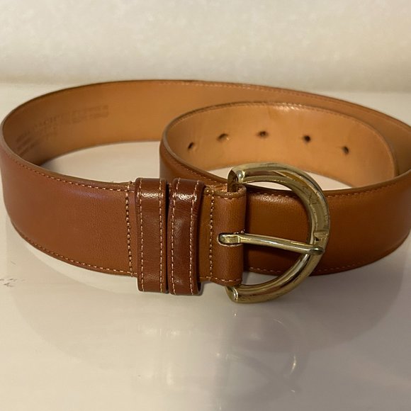 Coach Brown Leather Belt with Gold Buckle